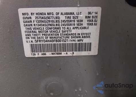 2015 Acura Mdx Technology Package z USA, uszkodzony, nr VIN 5FRYD4H40FB001521